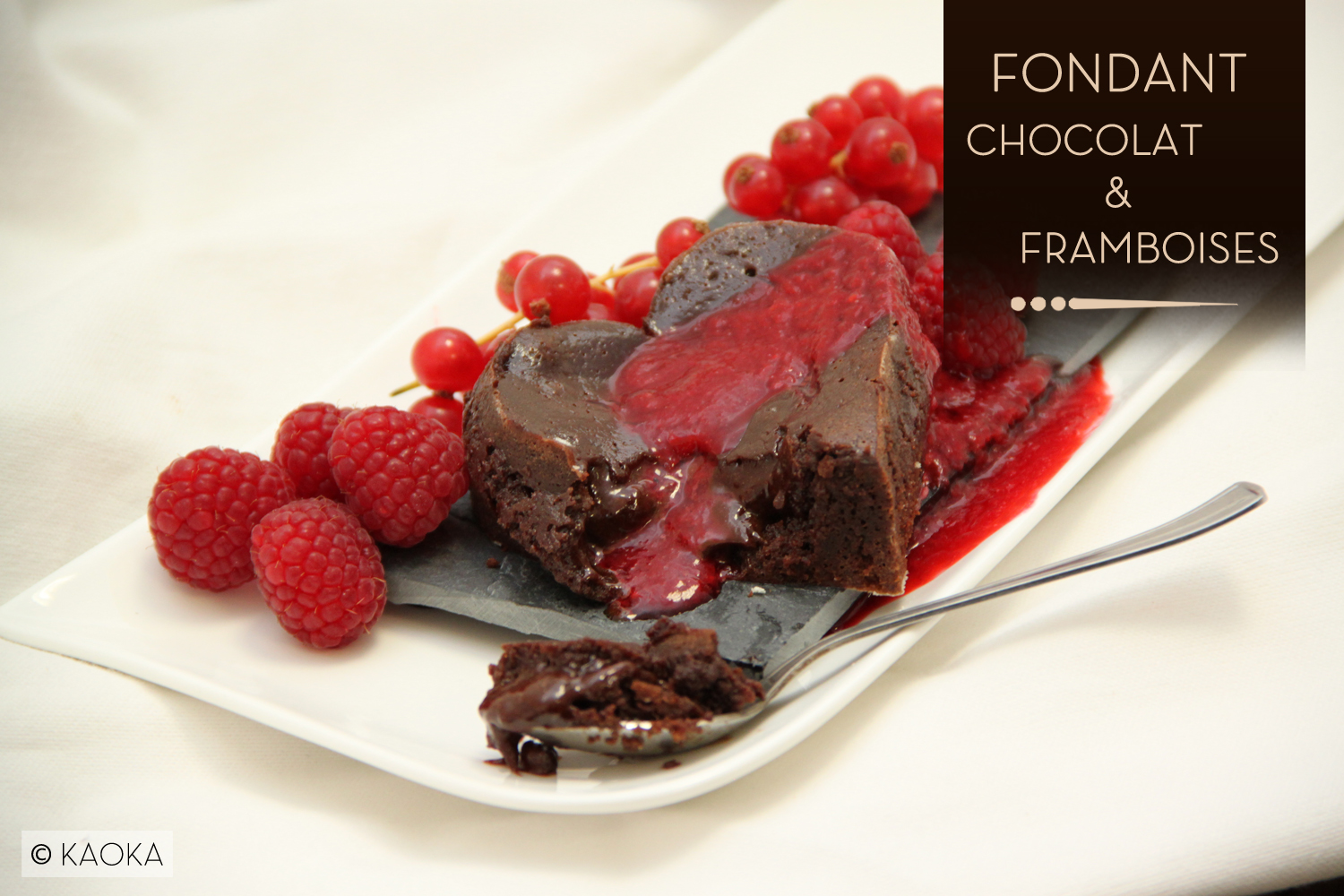 Fondants chocolat coulis framboises