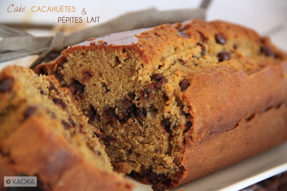 Recette Cake cacahuetes pépites de chocolat au lait bio KAOKA