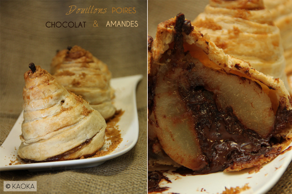 Recette Douillon poires chocolat bio amandes KAOKA