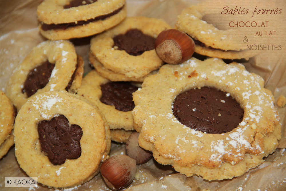 Recettes Sablés fourrés chocolat au lait bio noisettes KAOKA