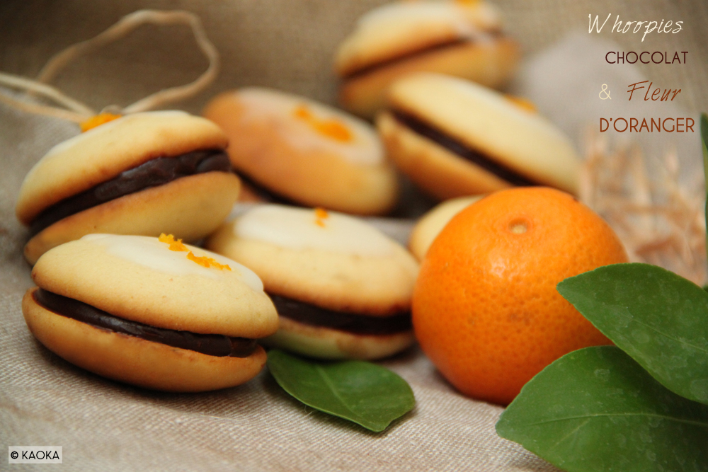 whoopies macarons chocolat fleur d'oranger