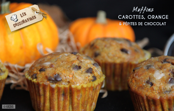 Recette muffins carotte orange pépites de chocolat bio