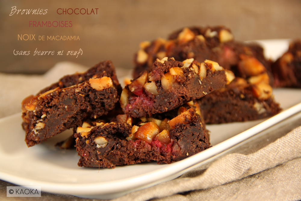 brownies chocolat framboises noix macadamia