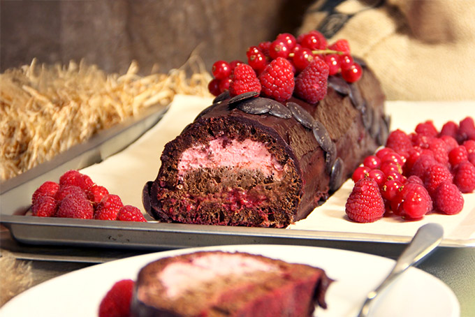 Recette de bûche chocolat et framboises