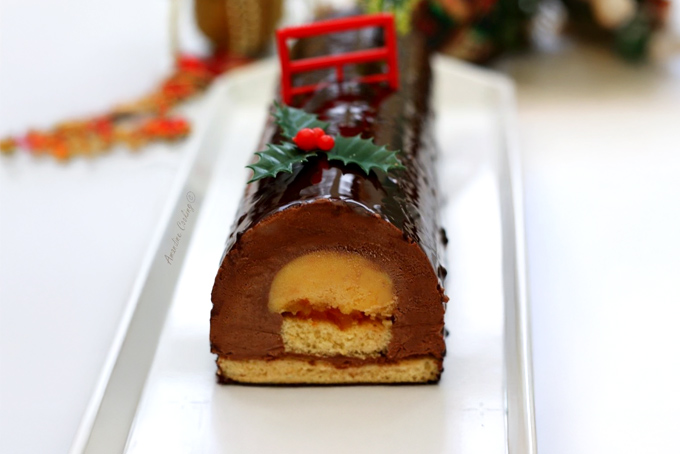 Bûche de Noel au chocolat et à l'orange
