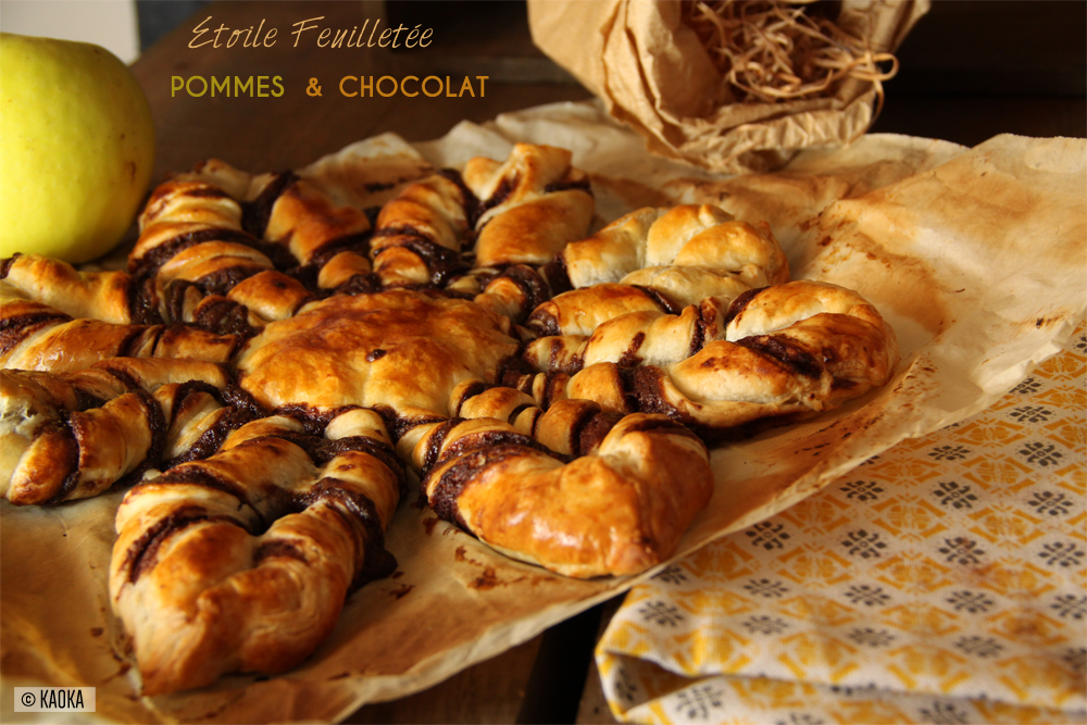 etoile pate feuilletee pommes chocolat