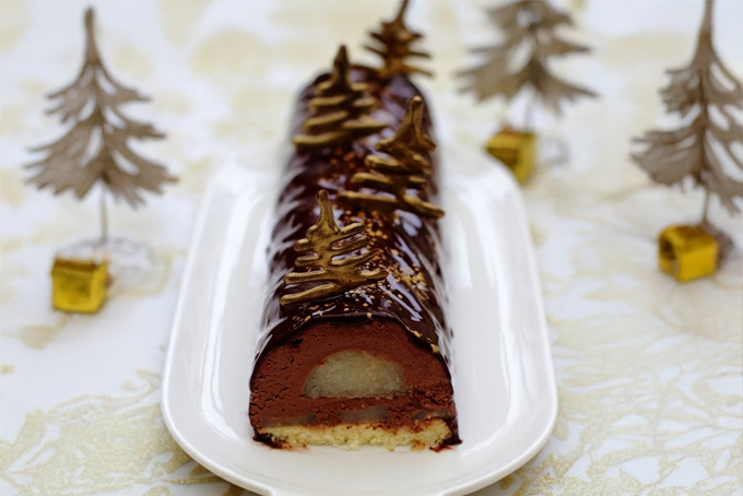 Recette bûche Poire et Chocolat Noir