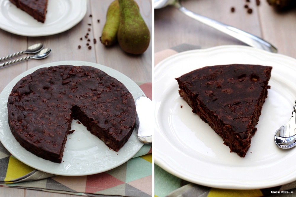 gateau vegan chocolat poires sans beurre sans oeuf