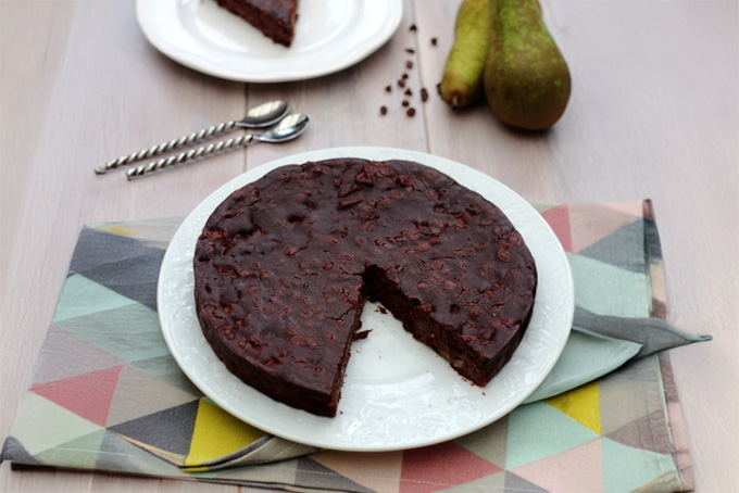 Recette gâteau vegan au chocolat et aux poires