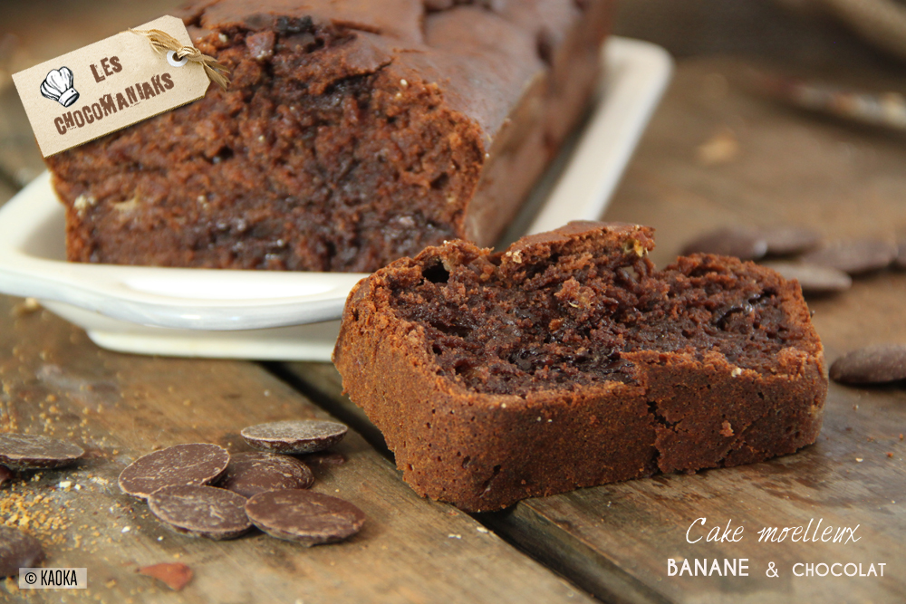 Cake moelleux banane chocolat