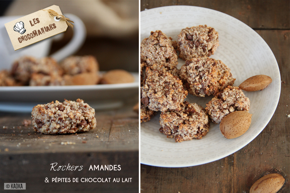 recette biscuits rochers amandes pépites chocolat lait