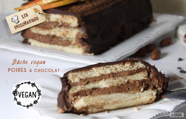 recette buche vegan poires chocolat