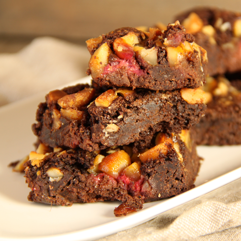 Recette de Brownie Framboises & Noix de Macadamia