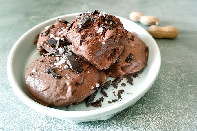 Recette de sorbet vegan au cacao, à la cacahuète, à la fleur de sel