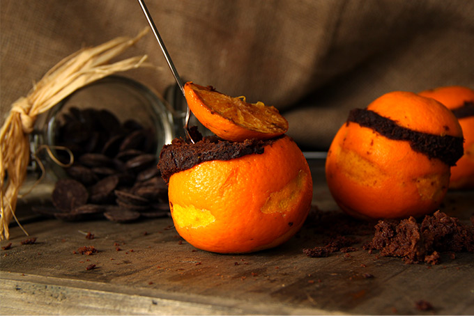Moelleux au chocolat cuit dans une orange