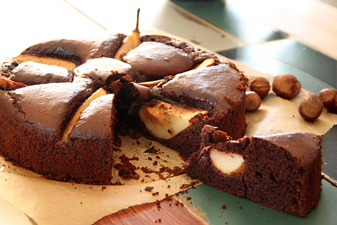 Recette de moelleux au chocolat et à la poire, sans beurre