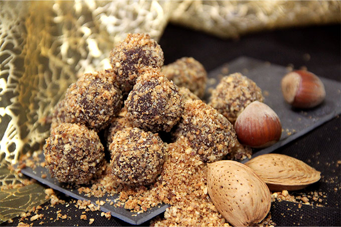 Recette de truffes au chocolat et au pralin