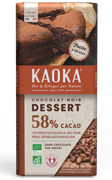 tablette de chocolat dessert noir 58% cacao Kaoka