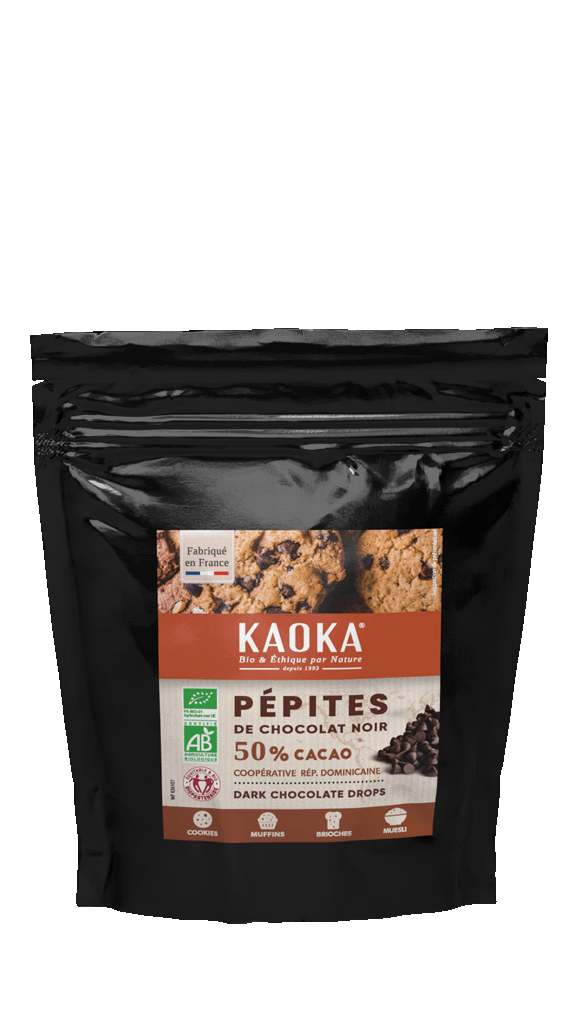Sachet de pépites de chocolat noir 50% cacao bio équitable Kaoka