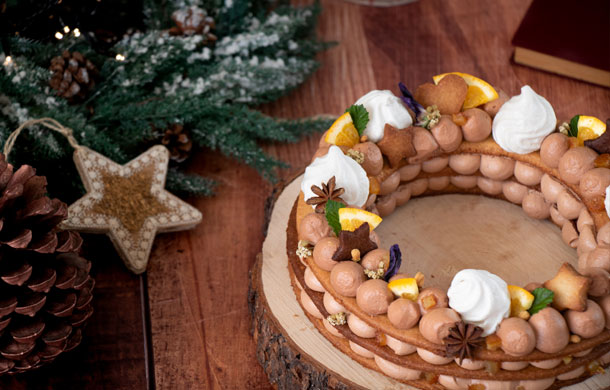 Recette de couronne de noel, chocolat bio équitable Kaoka