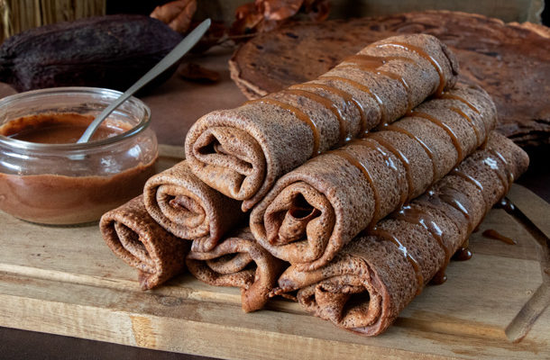 crepes au cacao roulées