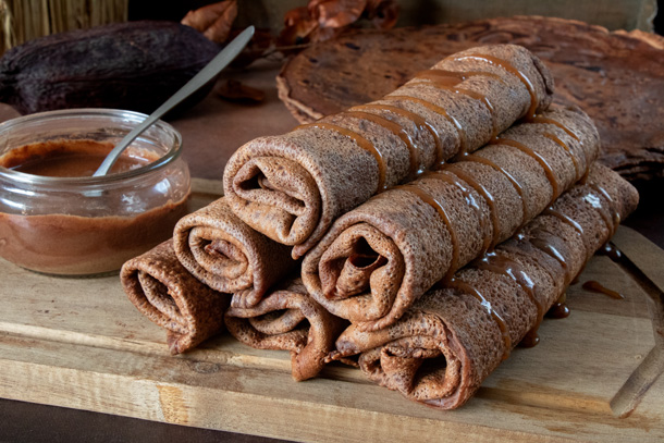 crepes au cacao roulées