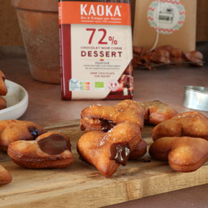 Beignets coeurs fourrés au chocolat