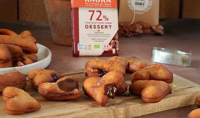 Recette beignets cœurs fourrés au chocolat