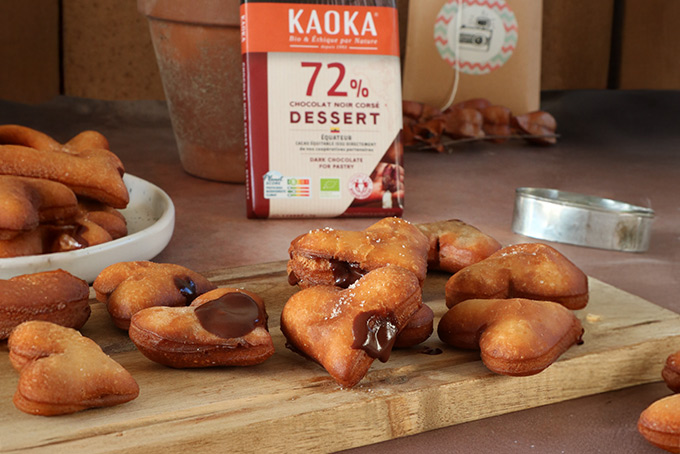 Recette beignets cœurs fourrés au chocolat