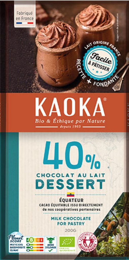 Chocolat au lait 40% Kaoka